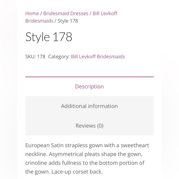 NWOT Bill Levkoff 4 Black Satin Strapless Lace Up Evening Gown Dress S Style 178 - Picture 7 of 16